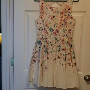 Watercolor floral print Lauren Conrad fit + flare